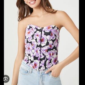 NWT Floral Strapless Corset Top